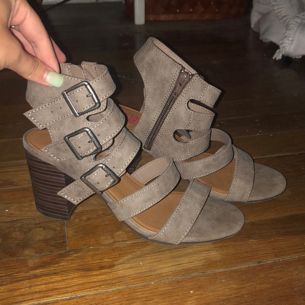 Tan heeled sandals